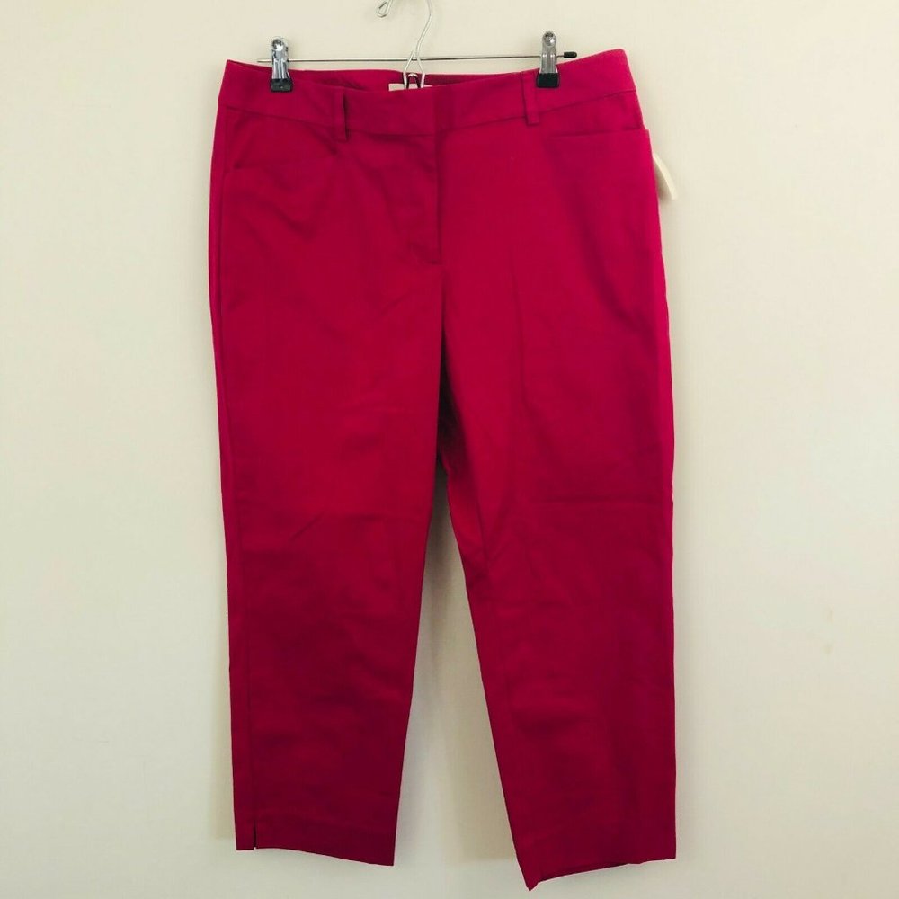 NWT! Talbots Dark Pink Curvy Crop Pants 12